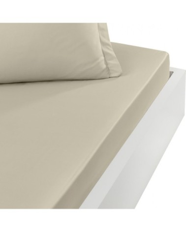 Drap housse en percale de coton Ficelle 140x190 cm