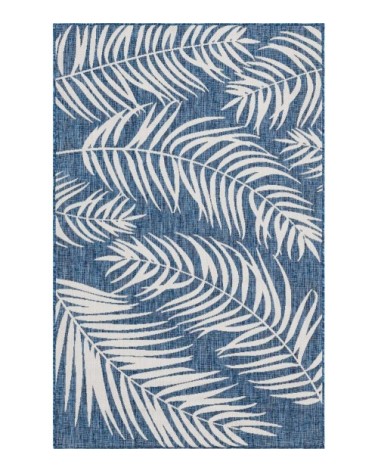 Tapis intérieur extérieur bleu au motif palmier 160x230