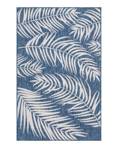 Tapis intérieur extérieur bleu au motif palmier 120x160