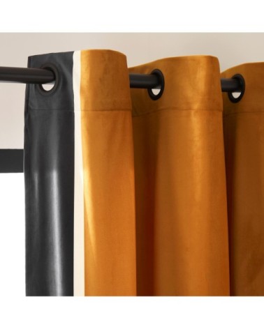 Rideau à oeillets noirs 140x350 cm Ocre