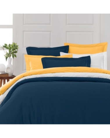 Drap plat en percale de coton  indigo 180x290 cm