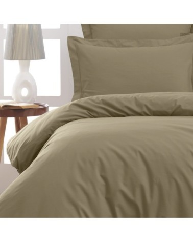 Drap plat en percale de coton  taupe 270x300 cm