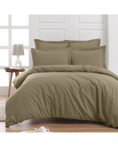 Drap plat en percale de coton  taupe 240x300 cm
