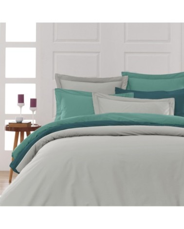 Drap plat en percale de coton  gris perle 180x290 cm