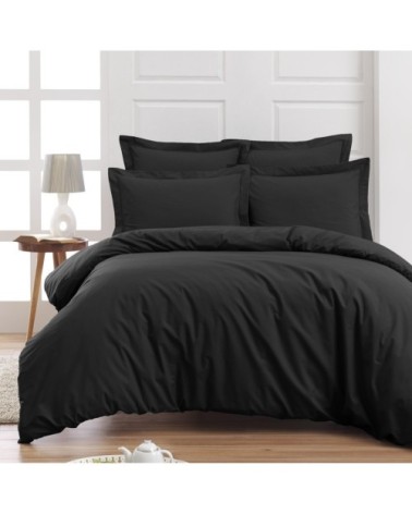 Drap plat en percale de coton  anthracite 180x290 cm