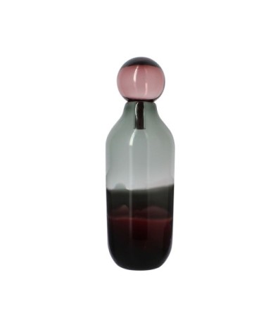 Vase en verre avec bouchon bordeaux et gris