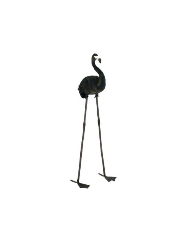 Flamant en plumes d'oie noires H105cm