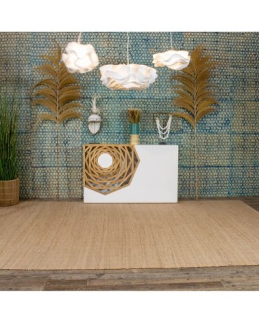 Tapis en jute et coton beige 350x250