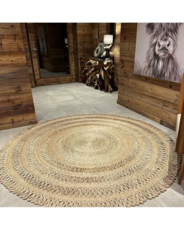 Tapis rond en jute tissé à la main 220cm