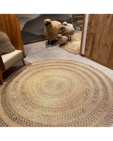 Tapis rond en jute tissé à la main 220cm