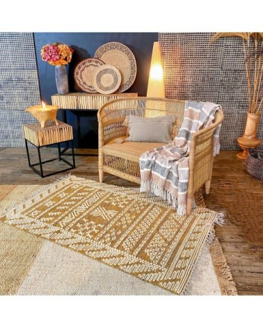 Tapis en laine et coton safran 90 x 150cm