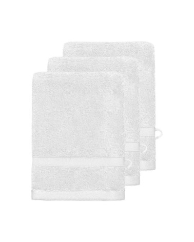 Lot de 3 gants de toilette 600 gr/m²  blanc 16x22 cm