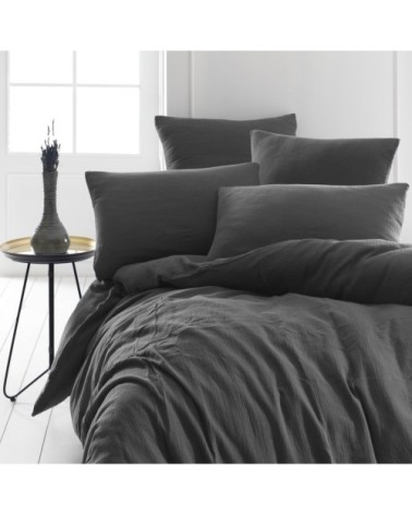 Housse de couette en gaze de coton  carbone 240x220 cm