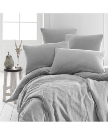 Housse de couette en gaze de coton  gris perle 260x240 cm