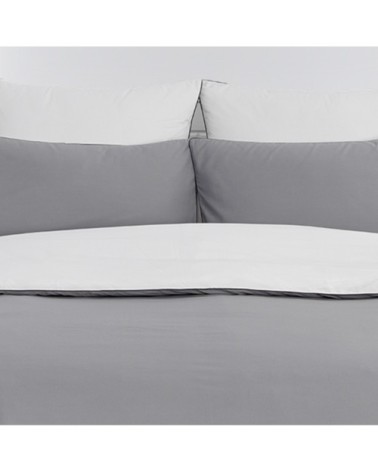 Housse de couette bicolore en percale coton Gris/Blanc 200x200 cm