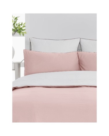 2 taies d'oreiller bicolores en percale Poudre/Blanc 50x70 cm