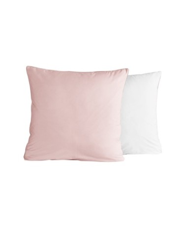 2 taies d'oreiller bicolores en percale Poudre/Blanc 65x65 cm