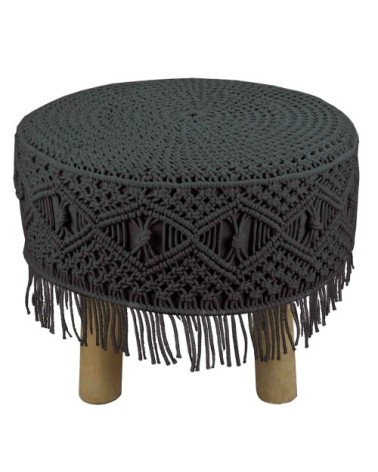 Tabouret en macramé  anthracite