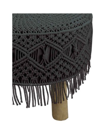 Tabouret en macramé  anthracite