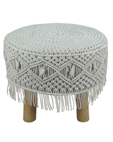 Tabouret en macramé  glacier