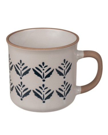 Tasse blanche en céramique motif floral