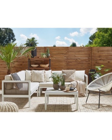 Set de salon 4 personnes en aluminium blanc
