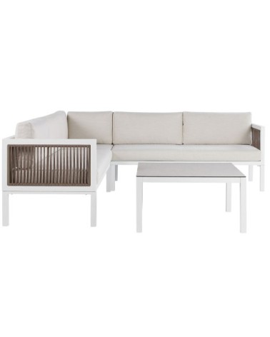 Set de salon 4 personnes en aluminium blanc