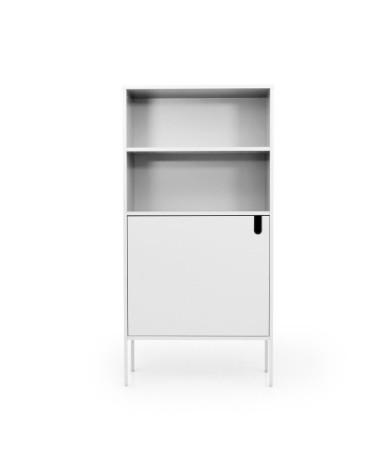 Buffet haut en bois 1 porte H152cm blanc