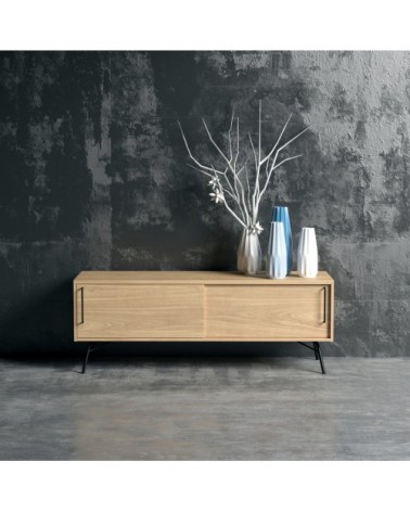 Meuble TV design bois et métal noir