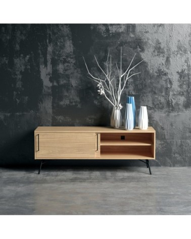 Meuble TV design bois et métal noir