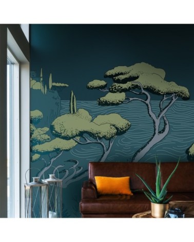 Papier peint panoramique calanques 255 x 250  bleu