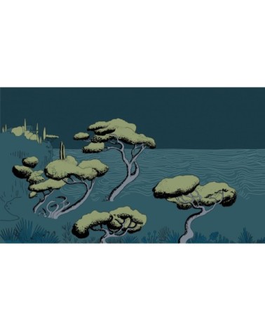 Papier peint panoramique calanques 255 x 250  bleu