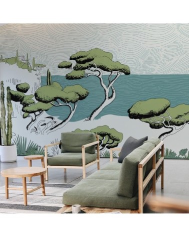 Papier peint panoramique calanques 255 x 250  blanc