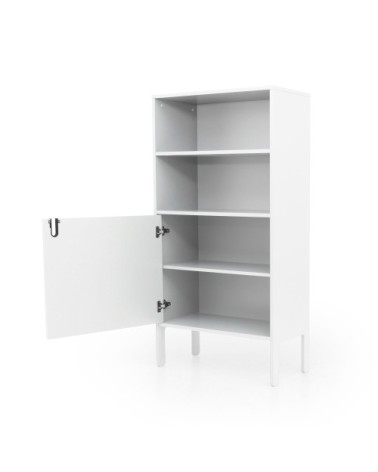 Buffet haut en bois 1 porte H152cm blanc