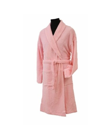 CONFORT - Peignoir mixte col chale coton rose pastel XL