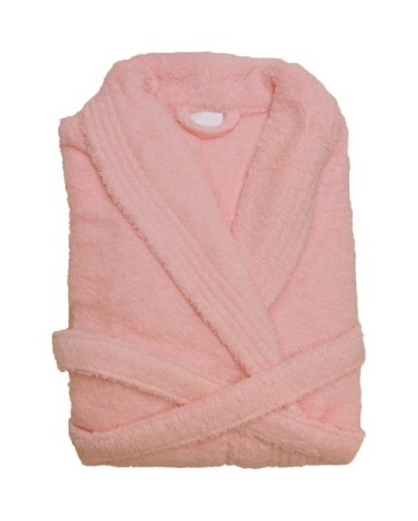 CONFORT - Peignoir mixte col chale coton rose pastel XL