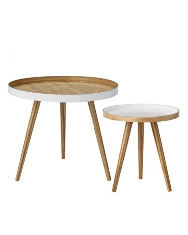 2 tables d'appoint en bois bambou