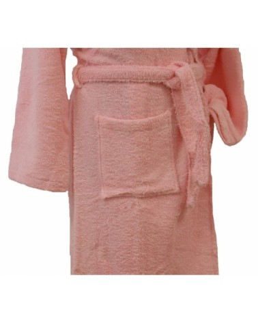 CONFORT - Peignoir mixte col chale coton rose pastel XL