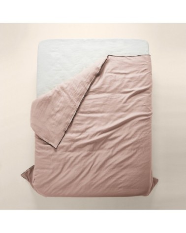 Housse de couette 260x240 cm Rose poudré et bourdon noir en Lin