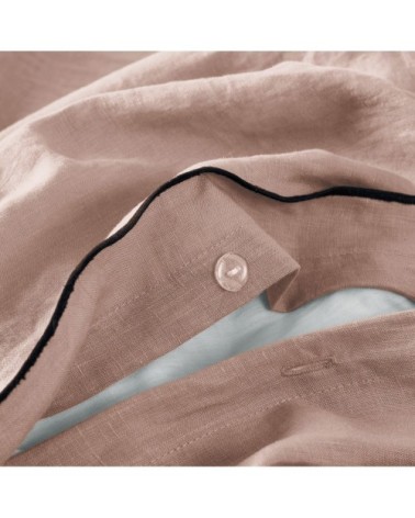 Housse de couette 260x240 cm Rose poudré et bourdon noir en Lin