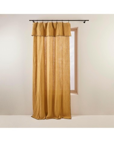 Rideau panneau 140x280 cm Jaune indien et kaki en Lin,Coton