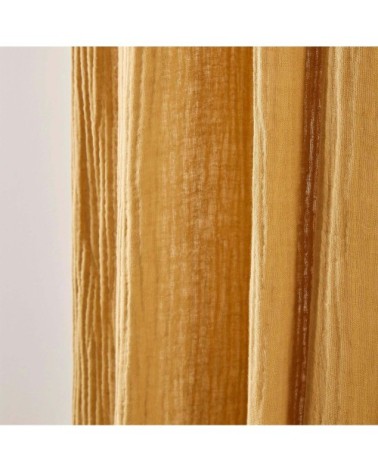 Rideau panneau 140x280 cm Jaune indien et kaki en Lin,Coton