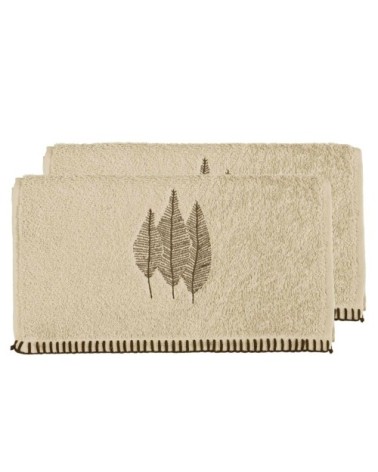 Lot de 2 serviettes invité en coton biologiqu ficelle 30x50 cm