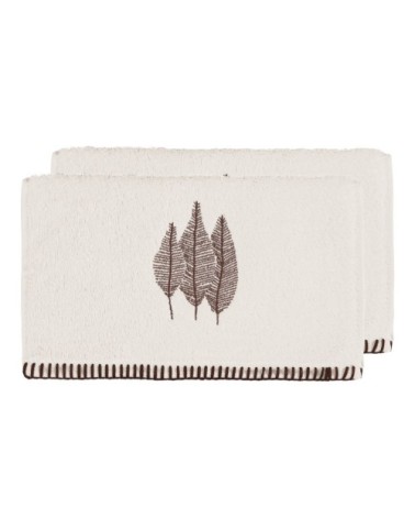 Lot de 2 serviettes invité en coton biologiqu ecru 30x50 cm