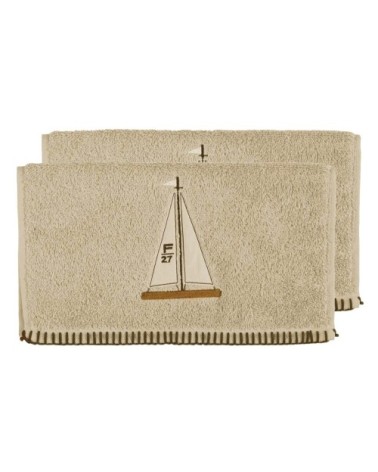 Lot de 2 serviettes invité en coton biologiqu ficelle 30x50 cm