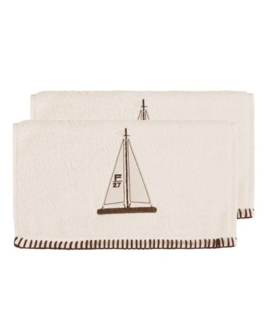 Lot de 2 serviettes invité en coton biologiqu ecru 30x50 cm