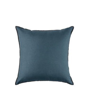 Housse de coussin en lin bleu 50x50 cm