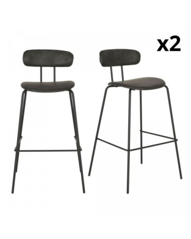 Lot de 2 chaises de bar en simili gris