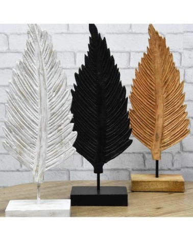 Feuille décorative en bois de manguier  noir 25x10x69 cm