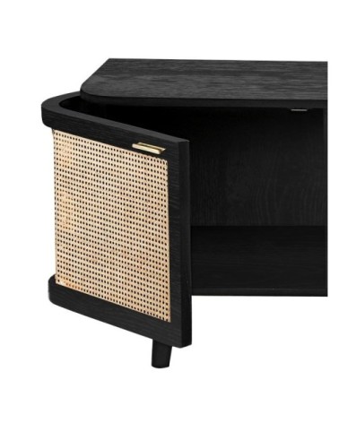 Meuble TV en bois de manguier et cannage 145 cm